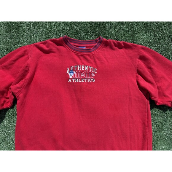 Vintage 90s M&Ms Pullover Sweatshirt Red Embroidered Adult Large MnMs MARS - Picture 2 of 8